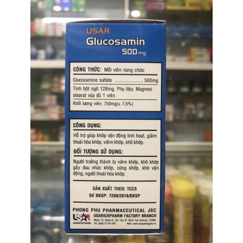 USAR Glucosamin 500mg - phòng ngừa và hỗ trợ trong thoái hoá khớp, viêm khớp, khô khớp - 100 viên