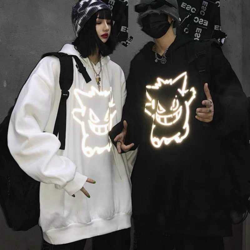 ÁO HOODIE CẶP ĐÔI NAM NỮ HỌA TIẾT QUỶ NHỎ PHÁT SÁNG TRONG ĐÊM