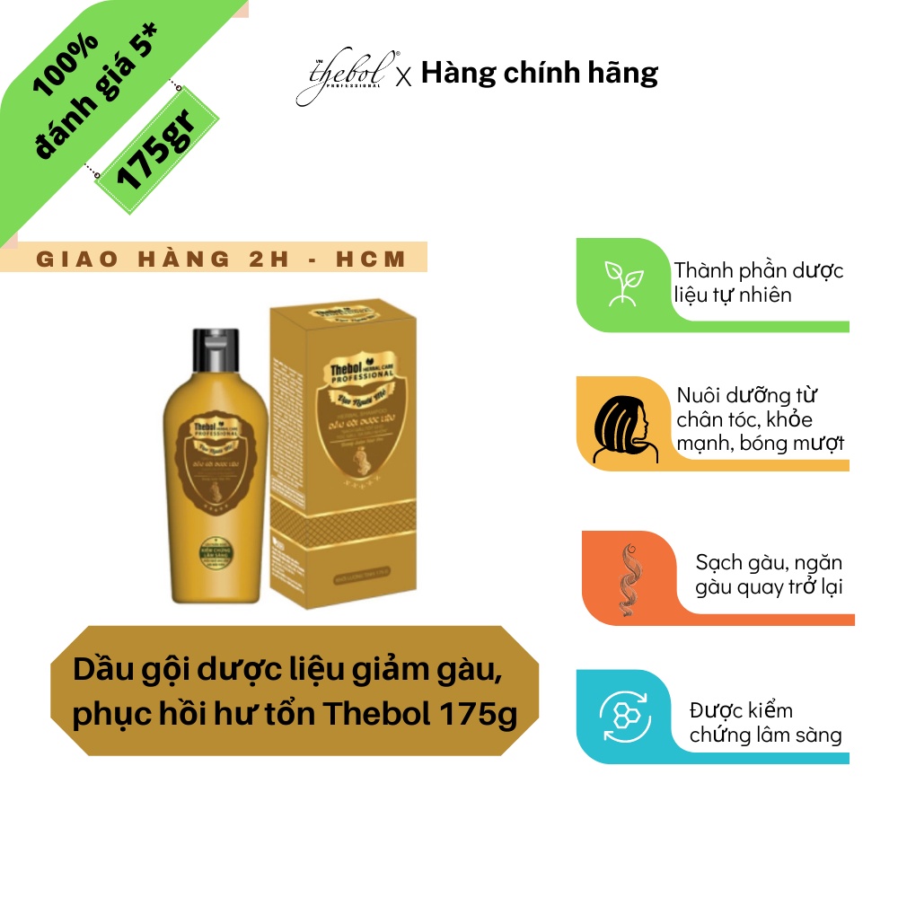 Dầu gội dược liệu Thebol 175g thành phần thảo mộc làm sạch gàu giảm gãy rụng giúp mọc tóc phục hồi hư tổn dưỡng mềm mượt