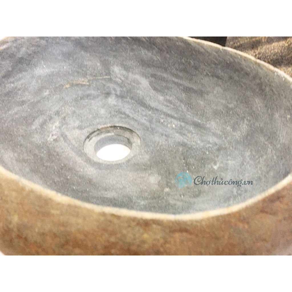 Chậu đá cuội trồng cây, nuôi cá, tiểu cảnh, bonsai, trồng sen - chậu đá cuội tự nhiên  ~6kg, C8-10 x D20-