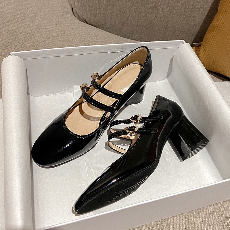Giày Mary Janes Vintage Size 31 32 33 cao gót quai ngang retro tiểu thư thanh lịch kiểu Nhật