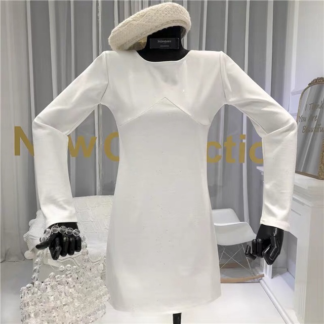 sẵn Đầm ôm body tay dài hở lưng chéo dây đính đá dự tiệc hàng Quảng châu。BỐN ẢNH THẬT CUỐI 	 J0158 | BigBuy360 - bigbuy360.vn