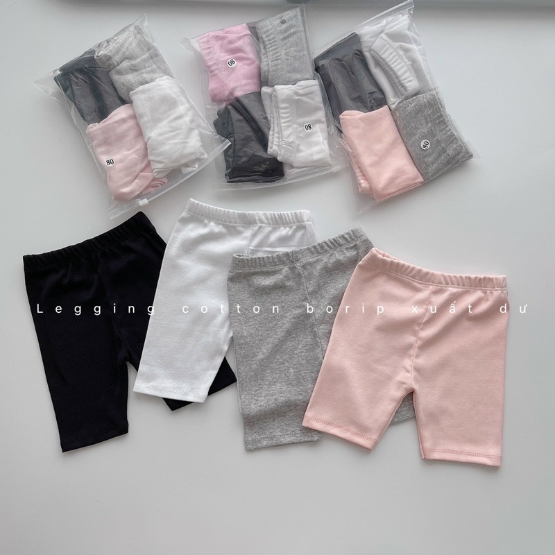Quần legging lửng bé gái cotton borip xuất dư