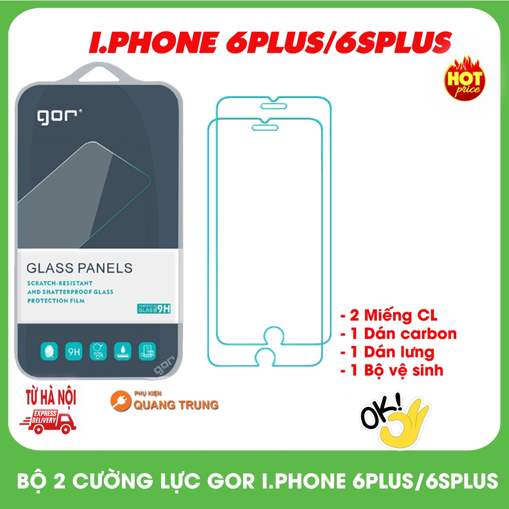 Bộ 2 miếng cường lực gor dành cho i.phone 6plus, i.phone6s plus,bảo vệ cực tốt