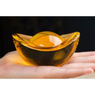 Thỏi Vàng Thần Tài Pha lê KIM NGUYÊN BẢO - Cỡ Bự 11.5cm - Đúc Nguyên Khối biểu tượng sự Giàu Có, Sung Túc, Thịnh Vượng