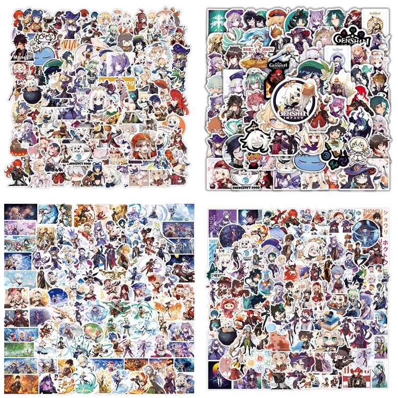 Bộ 50/100 Hình dán Anime Genshin Impact để trang trí Máy tính xách tay Mũ bảo hiểm Mũ bảo hiểm Anime Nhật Bản Bộ sưu tập Hình dán