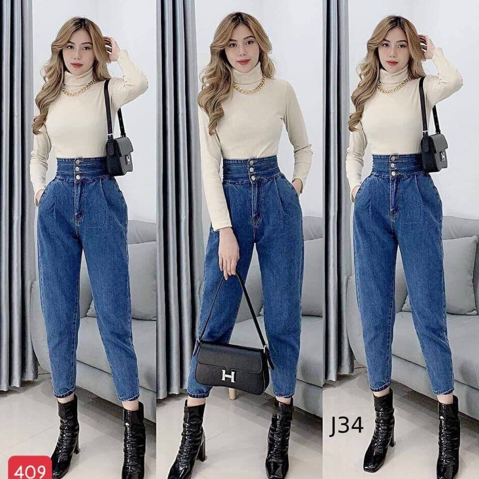 quần baggy jean nữ trơn cao cấp-chất liệu denim co dãn,form chuẩn shop (ảnh thật)BEN shop0807 MM8