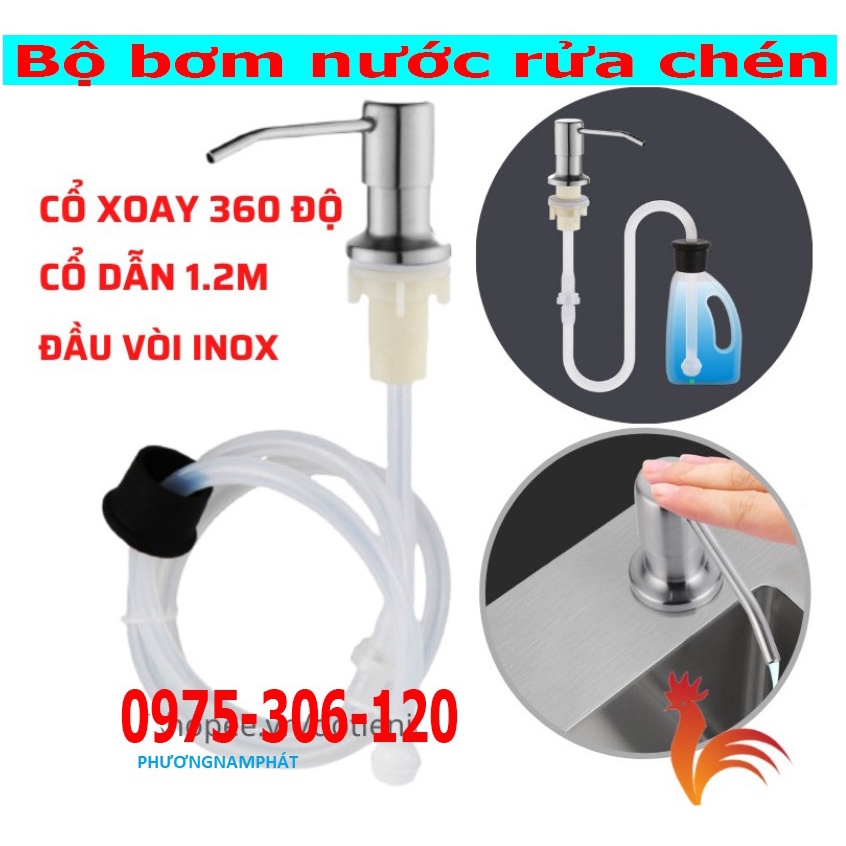 [Tiện lợi] Bộ Đầu Bơm Hút Dầu Rửa Chén Xà Bông Nước Rửa Bát Tiện Lợi Có Vòi Dẫn Ống silicon Dài 1.2 Mét