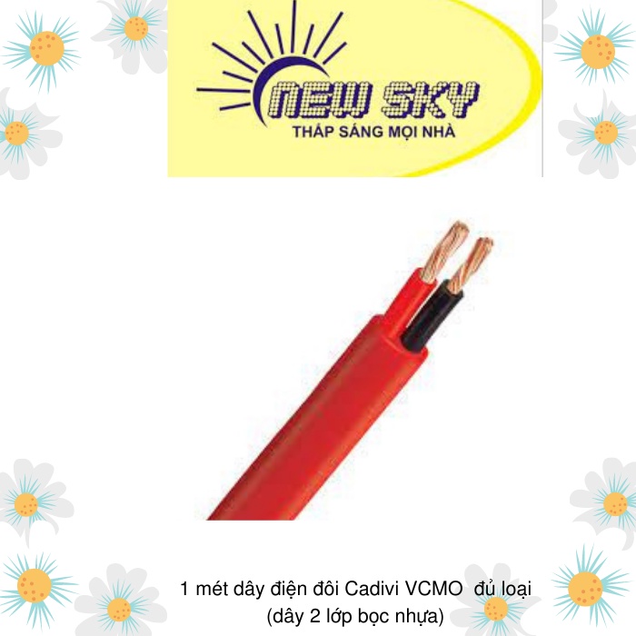 1 mét dây điện đôi mềm dẹp Oval 2 lớp bọc nhựa CADIVI VCMO đủ loại (Giao màu ngẫu nhiên)