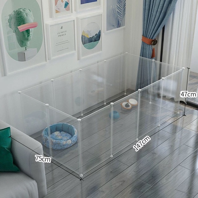 Chuồng Quây Thú Cưng,Lồng Nuôi Chó Mèo Size 45x35cm Nhựa Trắng Trong Suốt