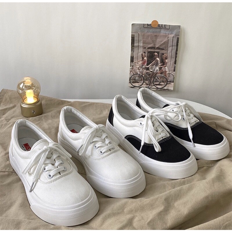 Giày Ulzzang Trắng Đơn Giản Đế Bánh Mì - G01