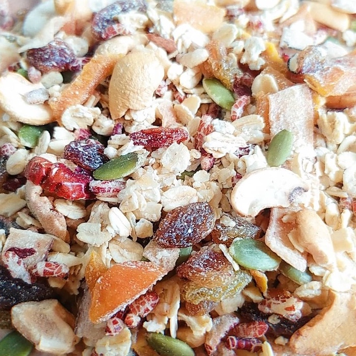 NGŨ CỐC HẠT GRANOLA SIÊU HẠT VÀ QUẢ 500gr - HẠT ĐIỀU, HẠNH NHÂN, XOÀI SẤY, DỪA KHÔ...