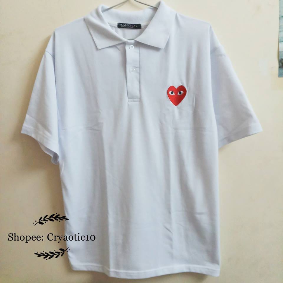 [Kèm hình thật ] Áo polo thêu tim đỏ Play Heart unisex | BigBuy360 - bigbuy360.vn