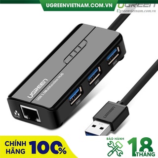 Bộ chia 3 cổng USB 3.0 tich hợp cổng Mạng Gigabit 10/100 / 1000Mbps Ugreen 20265 cao cấp