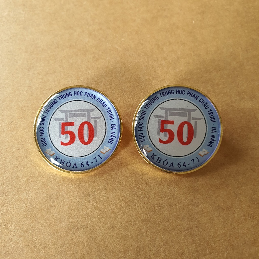 Huy hiệu cài áo, in logo -  kim loại 25mm