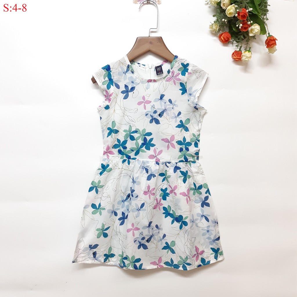 G1230- Đầm hoa dễ thương dành cho bé gái , tay sát nách, in hoa văn , cho bé từ 1-8t ,made in vietnam.
