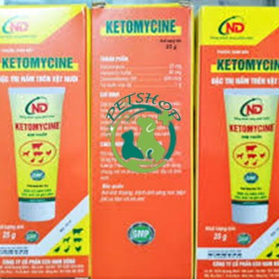 Kem bôi nấm KETOMYCINE ND cho mèo - Đặc trị nấm viêm da ghẻ ngứa trên chó mèo thú cưng tuýp 25gr APET