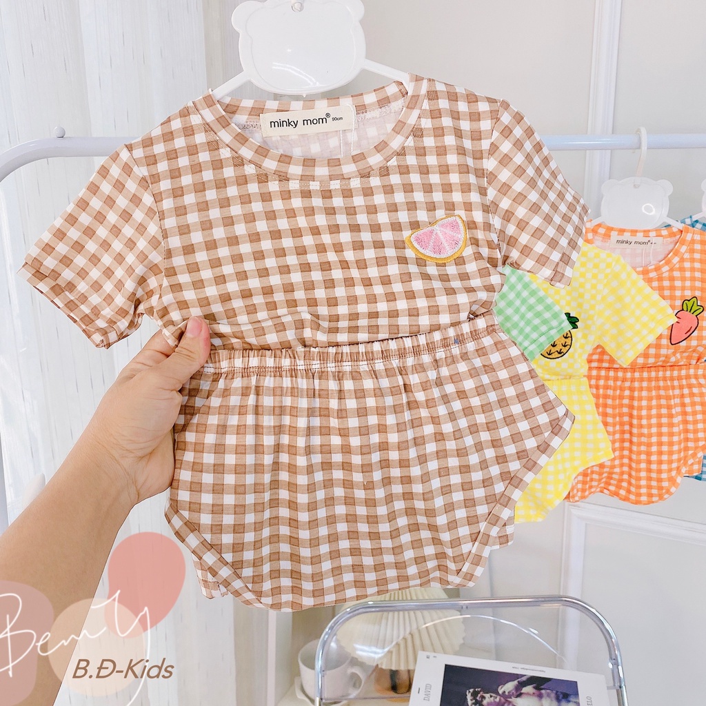 *𝔽𝕣𝕖𝕖 𝕊𝕙𝕚𝕡*Bộ Cộc Chip Sơ Sinh Chất Thun Lạnh Hàng Minky Mom Sọc Thêu Trái Cây Siêu Cưng Cho Bé Trai ,Bé Gái