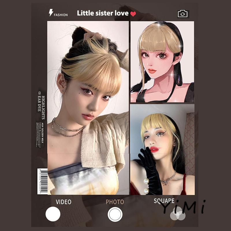 Tóc mái bằng giả nhuộm tông vàng thời trang