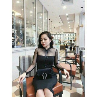 Váy body phối ren tay