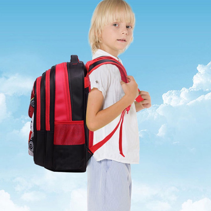 Balo chống gù lưng in hình oto 3D size 42cm  BALO-512