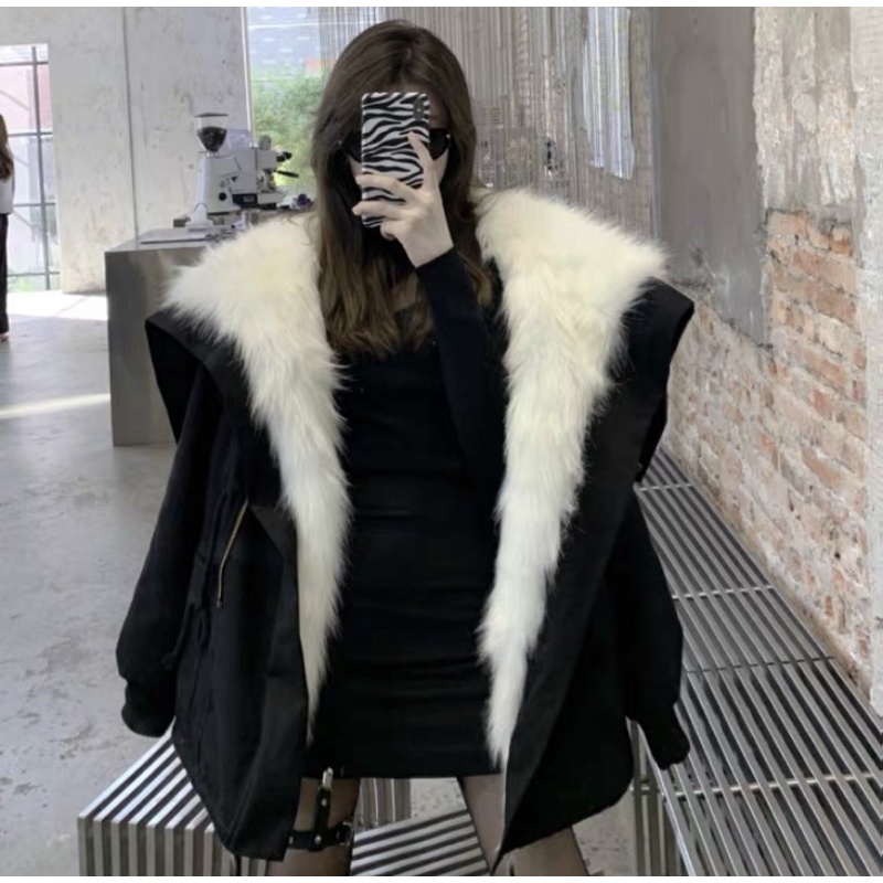 Áo khoác dạ lông cực dày dặn ulzzang | BigBuy360 - bigbuy360.vn