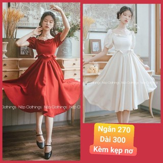 Ảnh thật Váy maxi xòe đỏ boho sống áo đi biển quảng châu