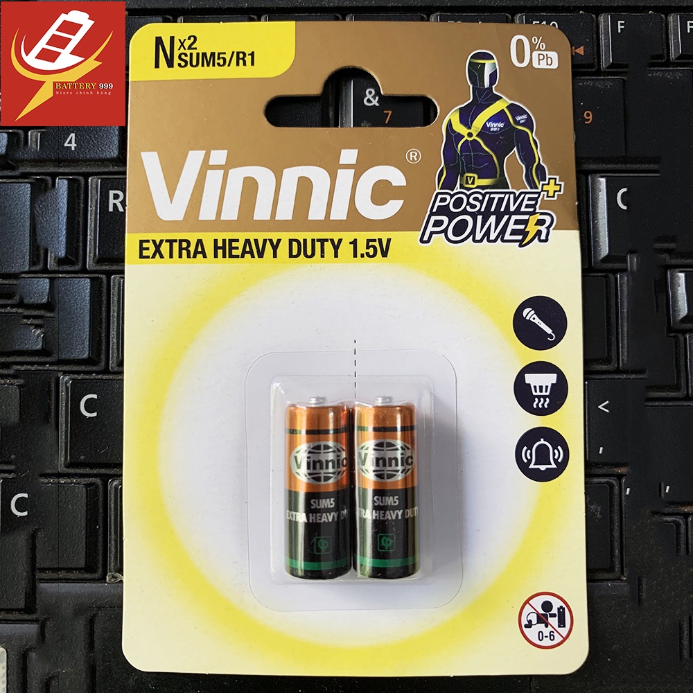 Pin Vinnic R1 size N 1.5v E90, LR1, SUM 5, R1 chính hãng - Vỉ 2 viên.