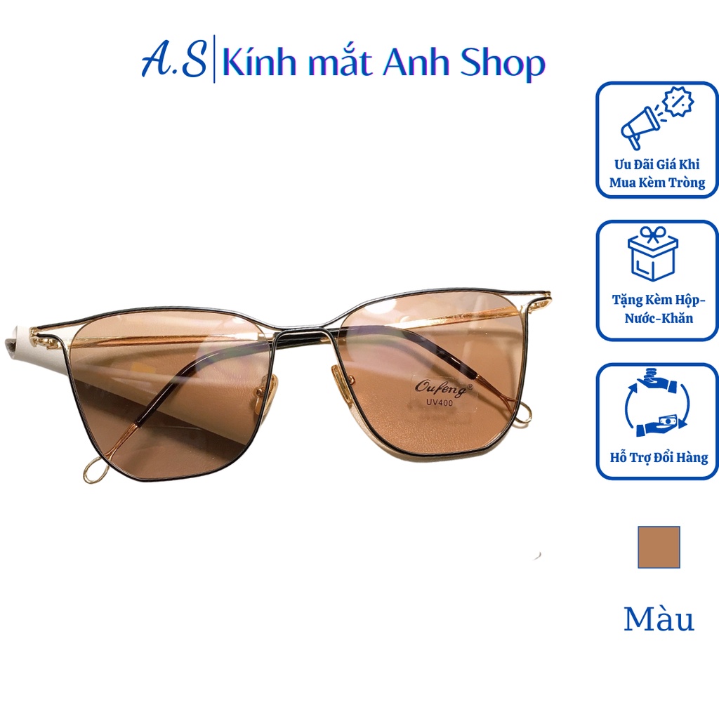 Kính mát vuông kiểu mắt mèo chất liệu kim loại 7072