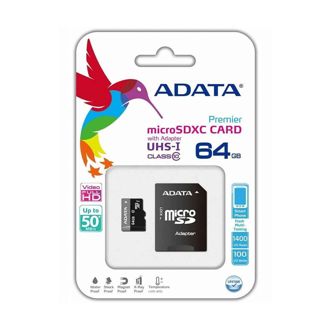 Thẻ nhớ MicroSD ADATA  64GB/32GB/16GB Class 10 + Adapter Fullbox Chính Hãng 2 Năm