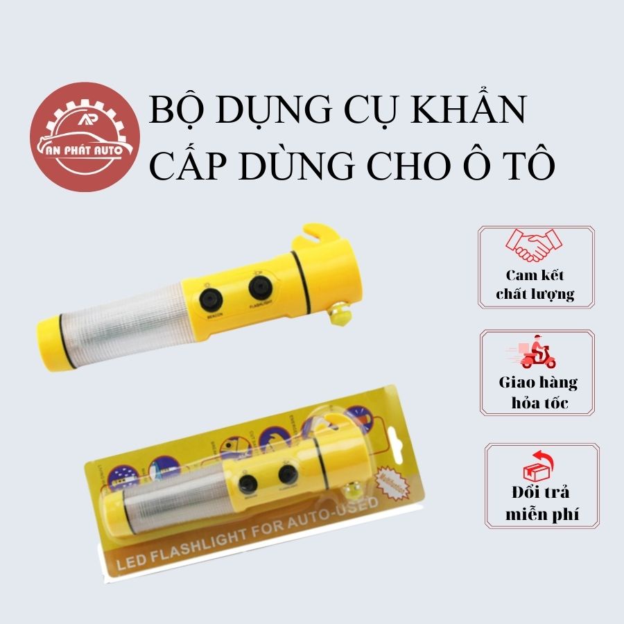 Dụng Cụ Khẩn Cấp Đa Năng Gồm Búa Phá Kính, Đèn Pin & Dao Cắt Dây An Toàn [Hàng Loại Tốt]