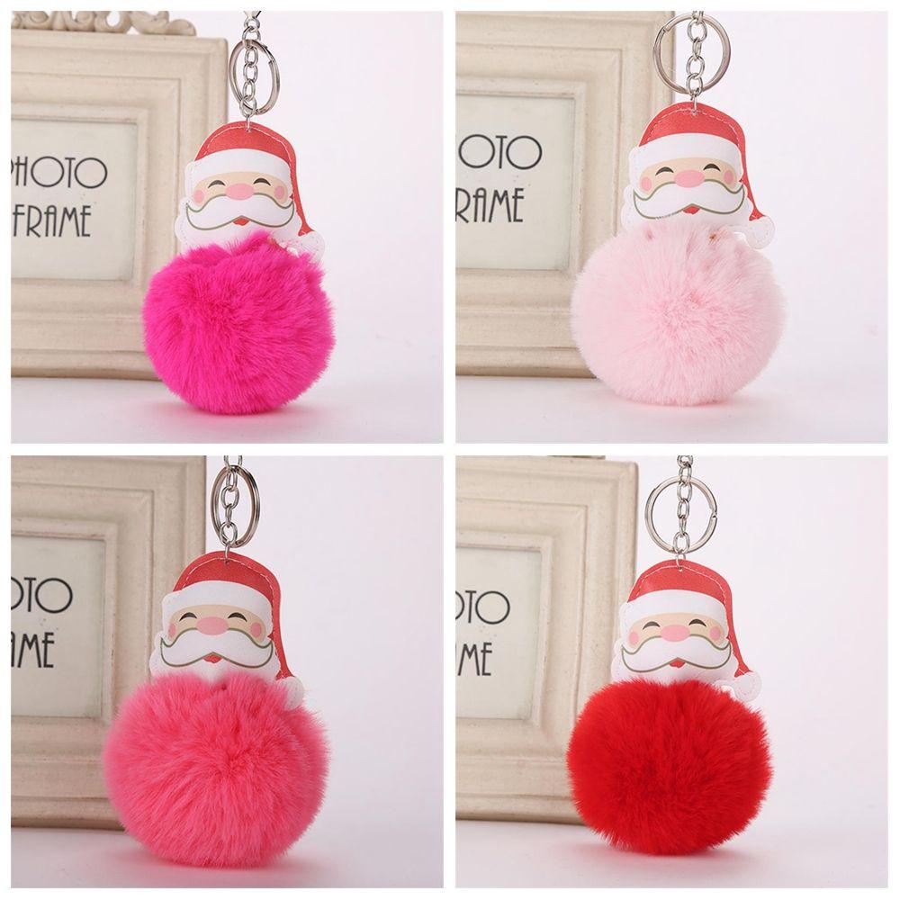 JUNE Móc Khóa Hình Ông Già Noel Phối Banh Lông Xinh Xắn Dễ Thương