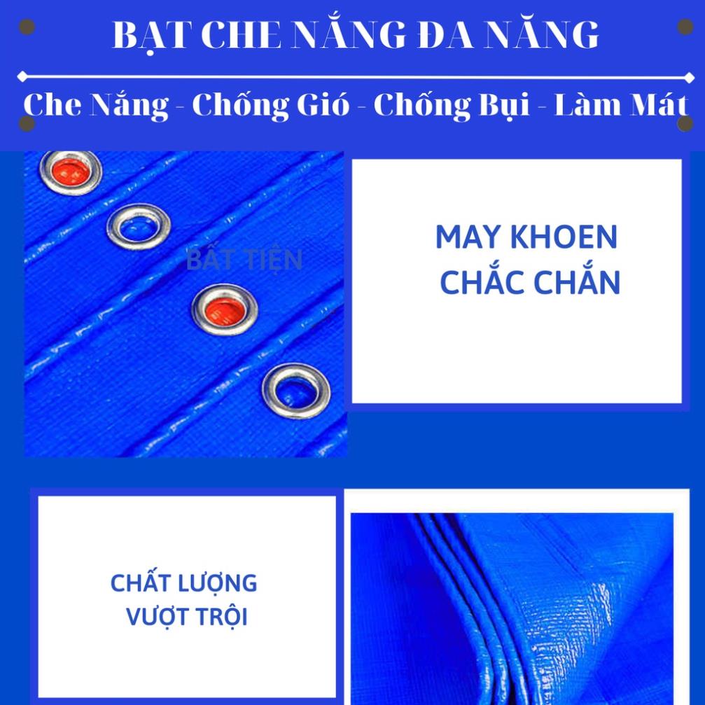 Bạt Che Nắng Mưa - May Viền Đóng Khoen Sẵn - Chống Thấm Nước - Kích Thước 2x4 - Màu Xanh Cam - Nhựa Nam Việt
