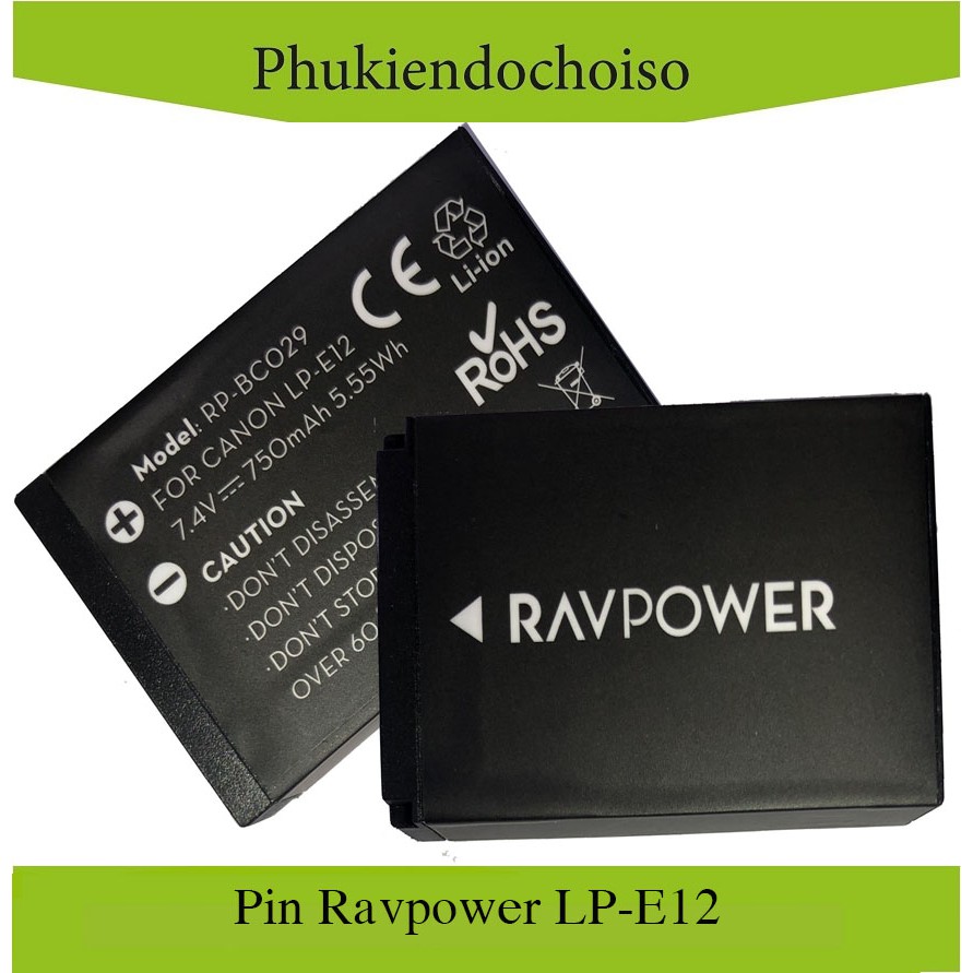 Pin máy ảnh Ravpower cho Canon LP-E12