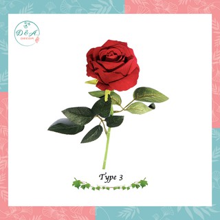 Cành hoa hồng đỏ lớn phụ kiện trang trí chụp hình - 20cm