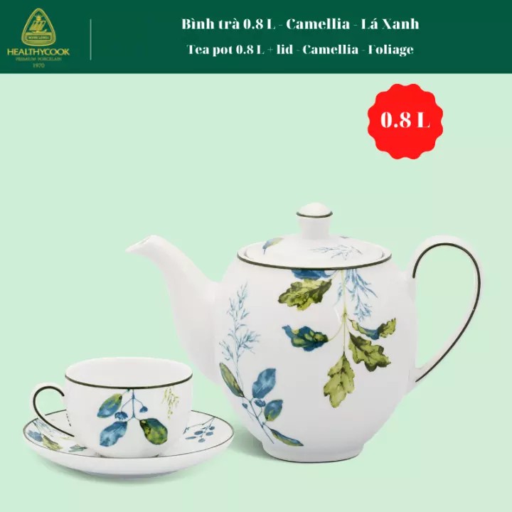 Bình trà 0.8 L - Camellia - Lá Xanh