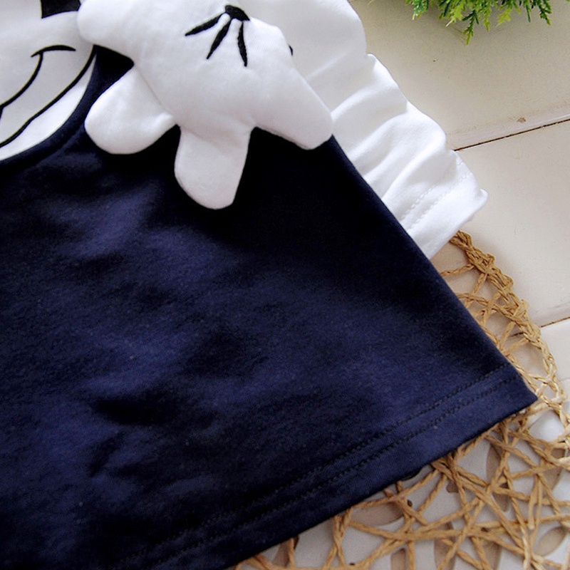 Set Áo Thun Tay Ngắn In Hình Chuột mickey + Chân Váy Xòe Cho Bé Gái akku