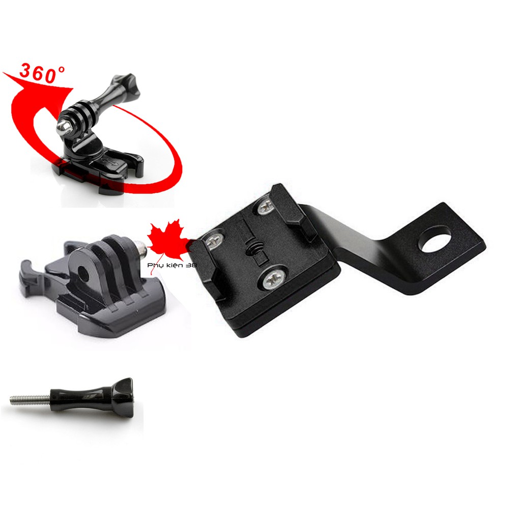 Pat CNC Gắn chân gương xe máy ( mầu ĐEN ) cho Gopro, Sjcam, Eken,...