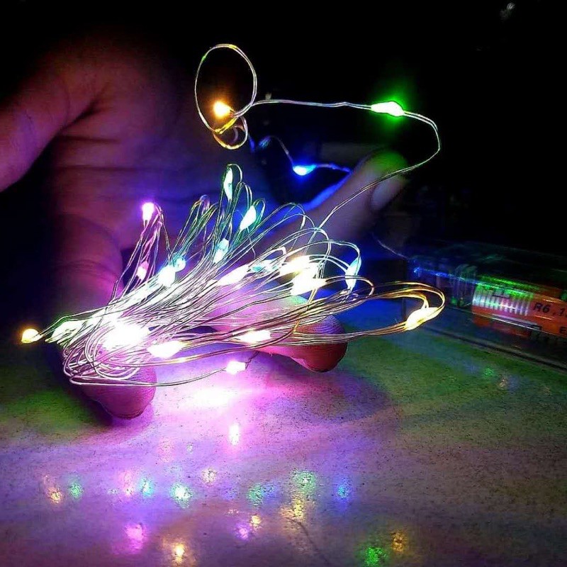 Dây đèn LED trang trí sợi đồng mạ bạc cổ tích hoạt động pin 5m/ 10m dành cho Giáng Sinh năm mới