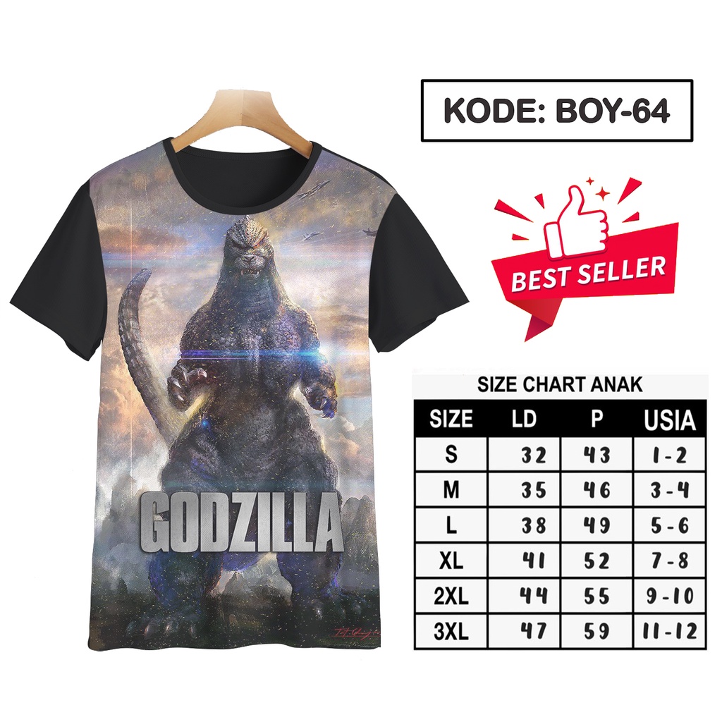 Áo Godzilla vs. Áo thun in hình Godzilla 3D BOY-64 cho bé