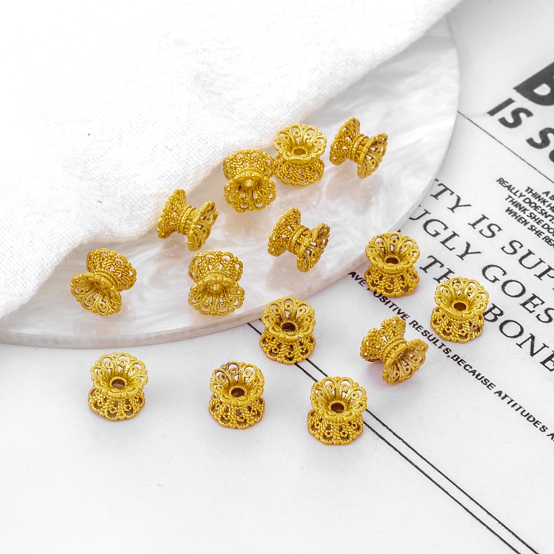 Set 10 Hạt Xâu Chuỗi Hai Mặt Màu Vàng Đồng 18K Kích Thước 5 * 6mm Dùng Làm Đồ Trang Sức Thủ Công