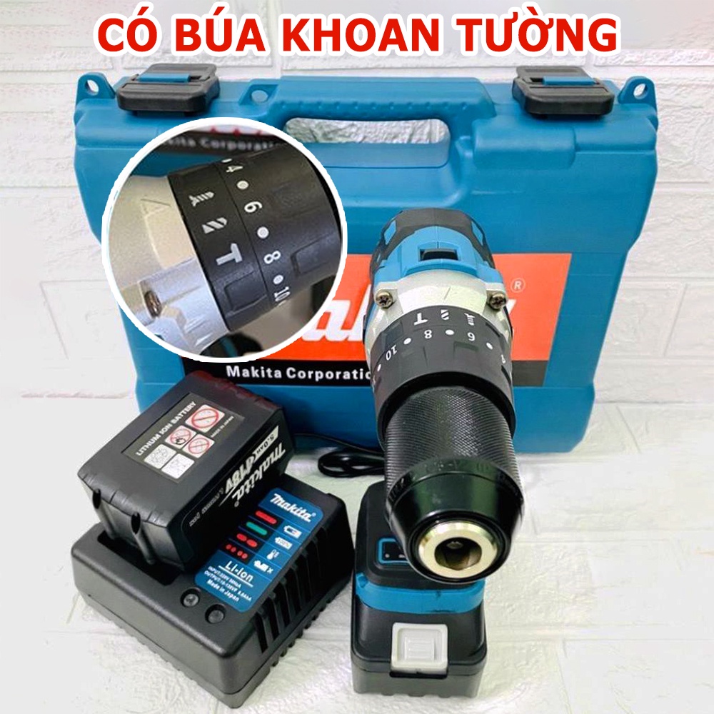 Máy khoan cầm tay pin Makita 118V Không chổi than 3 chức năng, bắn vít tôn đa năng chính hãng