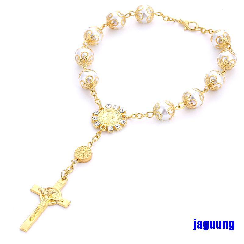 Vòng Tay Chuỗi Hạt Ngọc Trai Nhân Tạo Hình Chúa Jesus