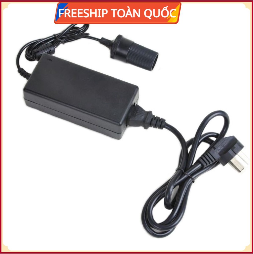 Bộ Adapter CHUYỂN ĐỔI ĐIỆN Gia Đình AC 220V - DC 12V/60W Cho Máy Bơm Máy Hút Bụi Ô Tô Xe Hơi Có Đầu Tẩu