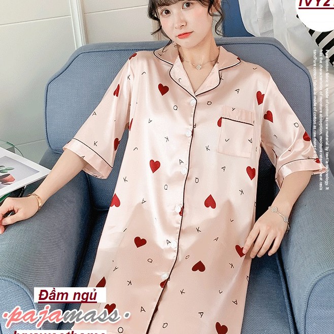 Đầm Ngủ Lụa Dễ Thương  Đầm Mặc Nhà Lụa Băng IVY133