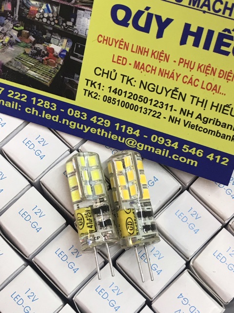 LED QUÝ HIẾU Bóng đèn led chân gim  G4 3w -12v và 220v