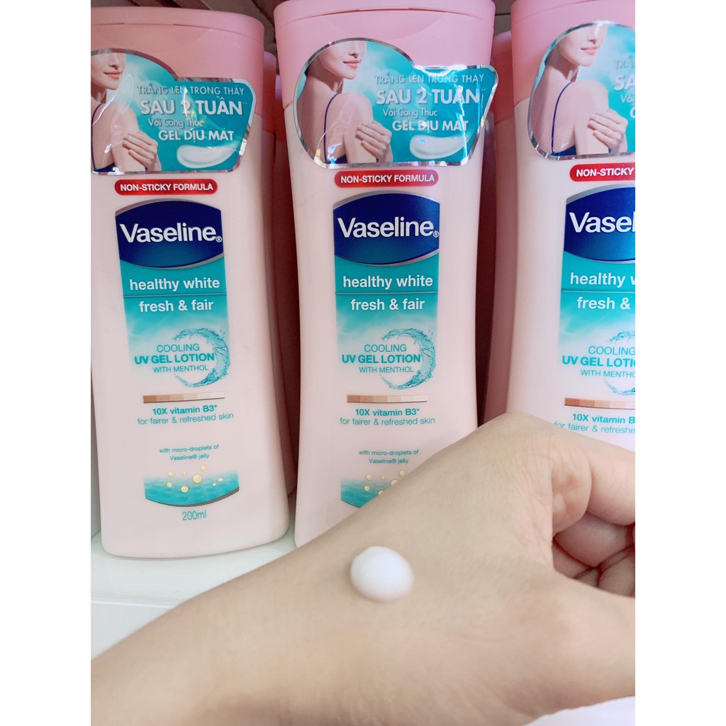 Sữa Dưỡng Thể Vaseline Dịu Mát Sáng Da Healthy White Fresh &amp; Fair Cooling UV Gel Lotion 200ml