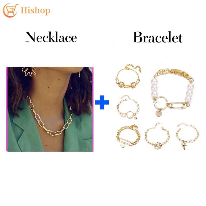 Bộ Vòng Tay Và Vòng Cổ Choker Hishop Thời Trang Nữ Phong Cách Hàn Quốc