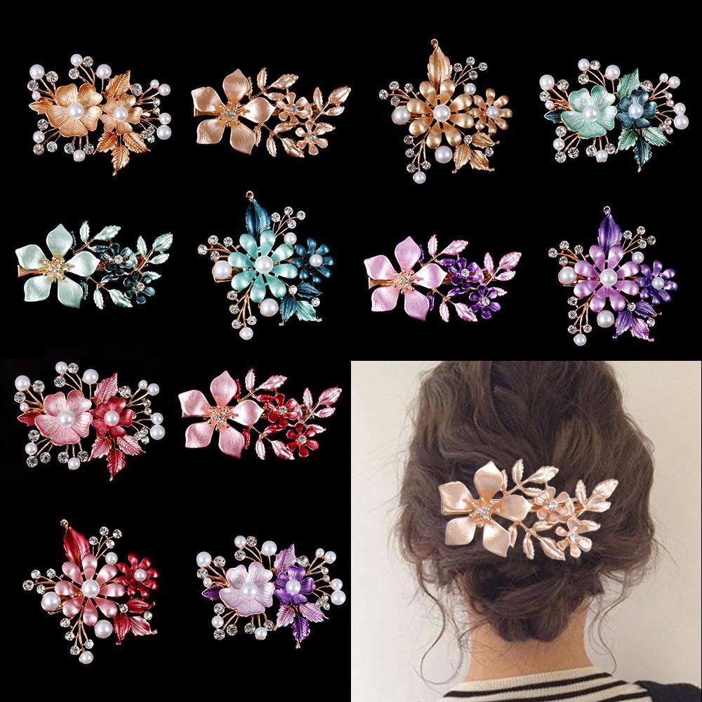 Kẹp Tóc Hoa Bằng Hợp Kim|Trâm Cài Tóc Cô Dâu Đính Đá Sang Trọng