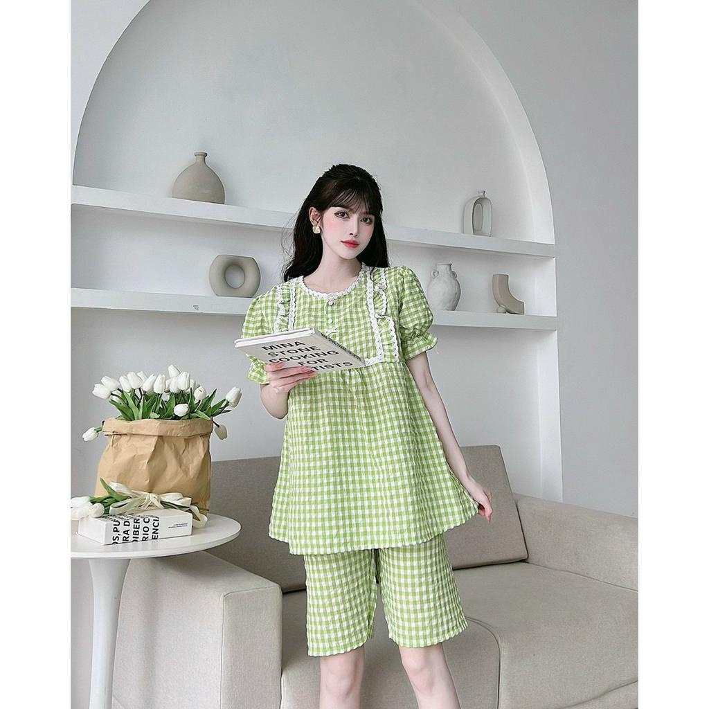 Bộ đồ bầu , bộ nữ mặc nhà mùa hè kẻ 5 màu siêu xinh chất vải mát mặc thoải mái